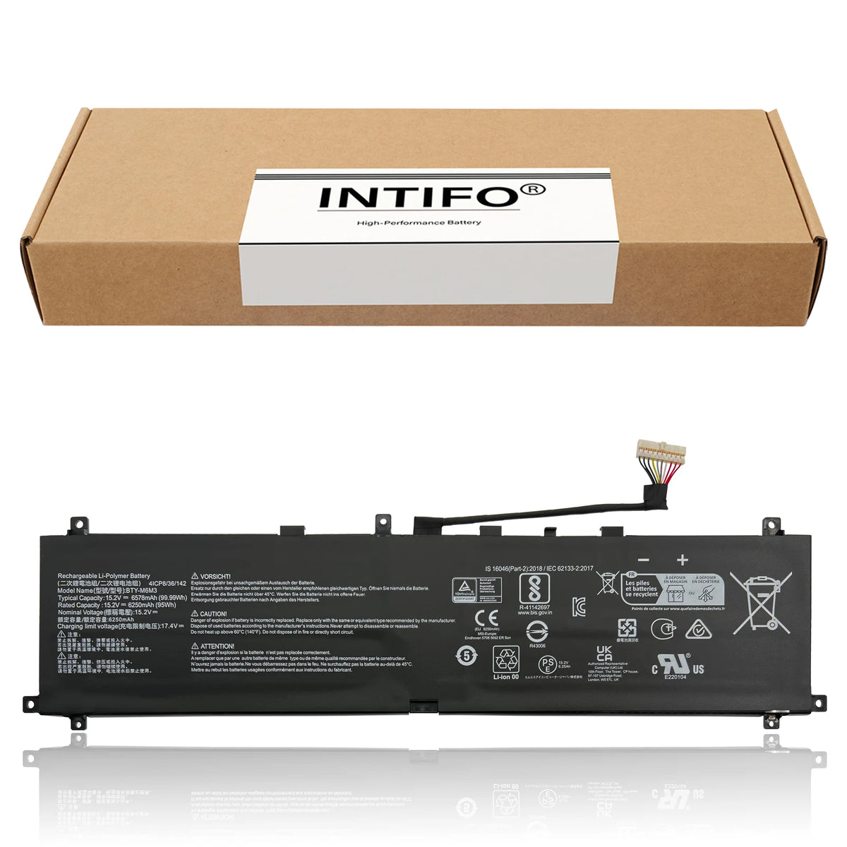 INTIFO BTY-M6M3 Laptop Battery Compatible with MSI Raider GE68HX GE78HX 13VF/13VG/13VI/14VFG/14VGG
