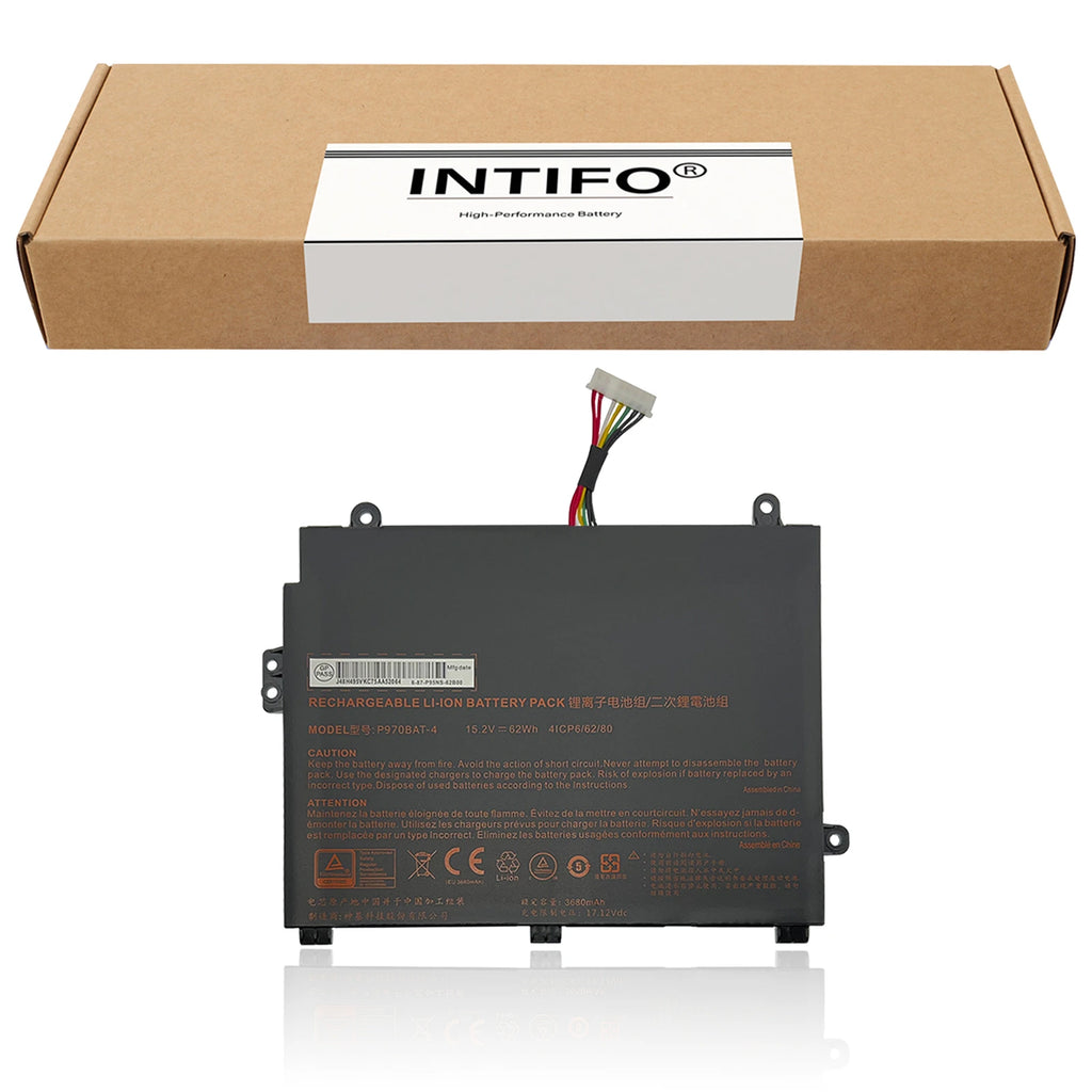 INTIFO P970BAT-4 Laptop Battery Compatible with Clevo P960 P960EN-K Schenker Key 16/17 MEDION Erazer X17801